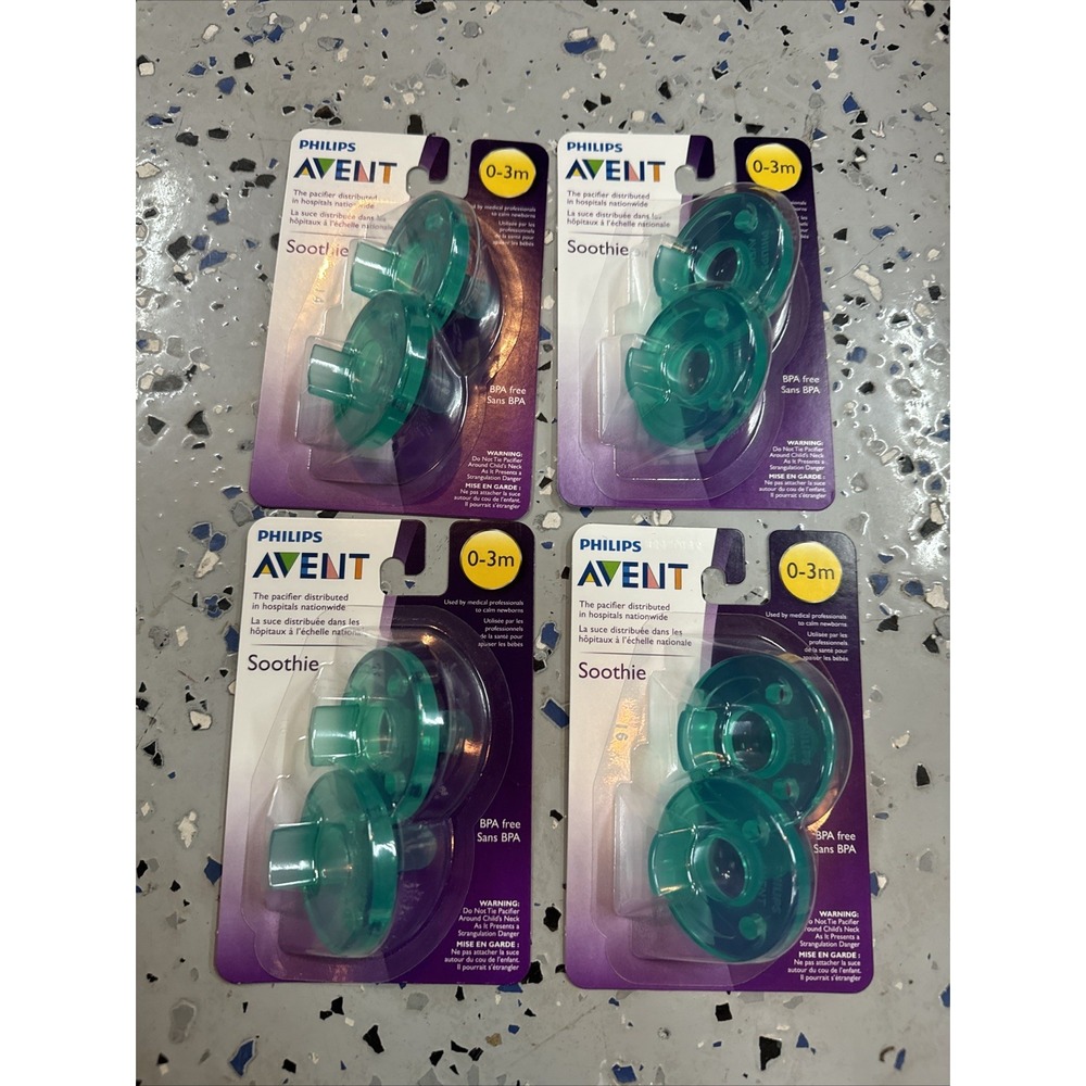 NEW LOT‎ 8 Count Philips Avent Soothie 0-3m NICU Pacifiers BPA Free Green Baby